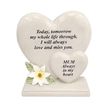 David Fischhoff Double Hearts Memorial Plaque 19 x 18cm - Mum