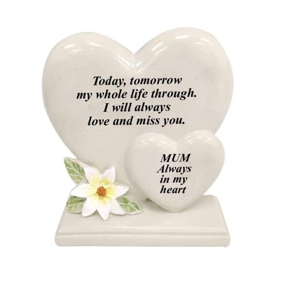 David Fischhoff Double Hearts Memorial Plaque 19 x 18cm - Mum