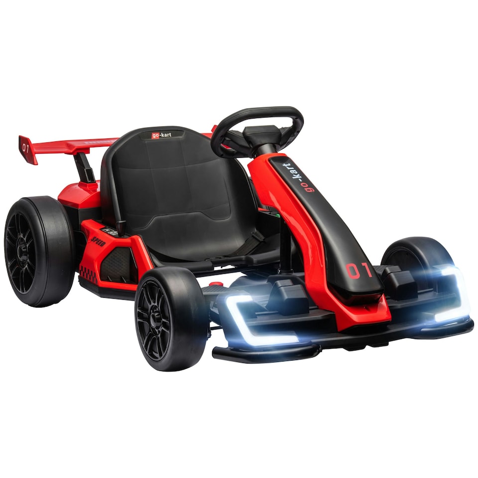 image 1 of HOMCOM 24V Electric Go Kart for Kids with Adjustable Seat, Red