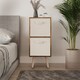 image 3 of Rustic Brown 2-Tier 2-Drawer Cube Shelving Unit with Scandinavian Legs | Cream | Cream & Pine | 1