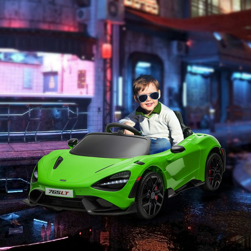 image 1 of AIYAPLAY McLaren 765LT Licensed 12V Kids Ride on Car w/ MP3 Music, Green