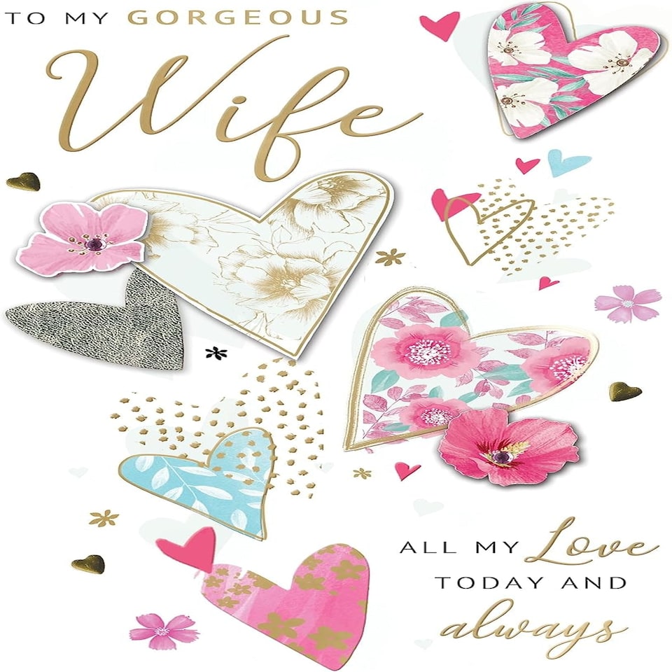 image 1 of Embellished Love Hearts Wife Birthday Card