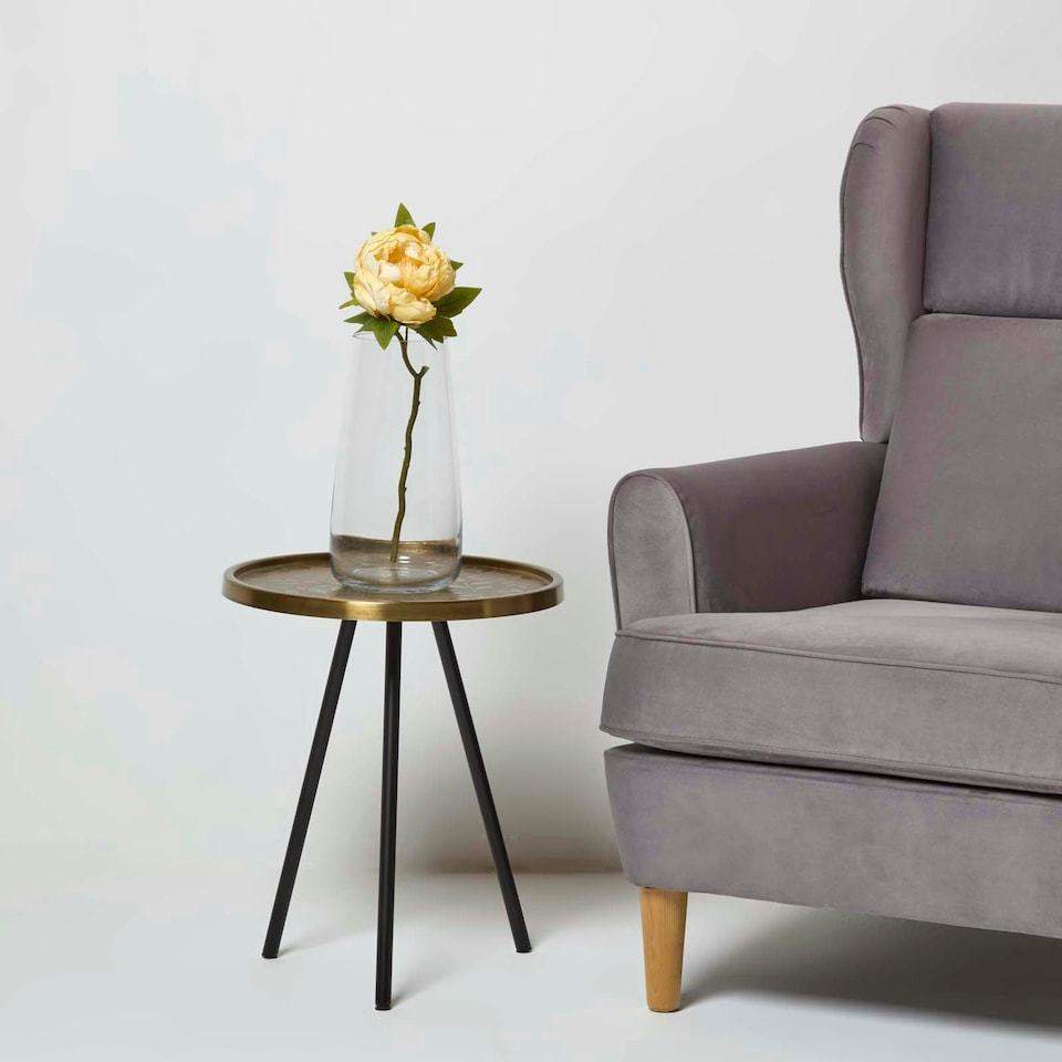 image 1 of Homescapes Artificial Stem of Dried Yellow Peony Flowers, 48 cm