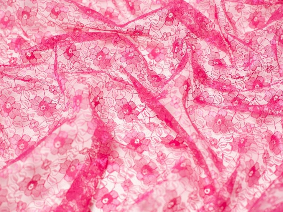 Minerva Core Range Pink Delicate Lace Fabric for Dressmaking, 112.5cm / 44" Wide - per metre