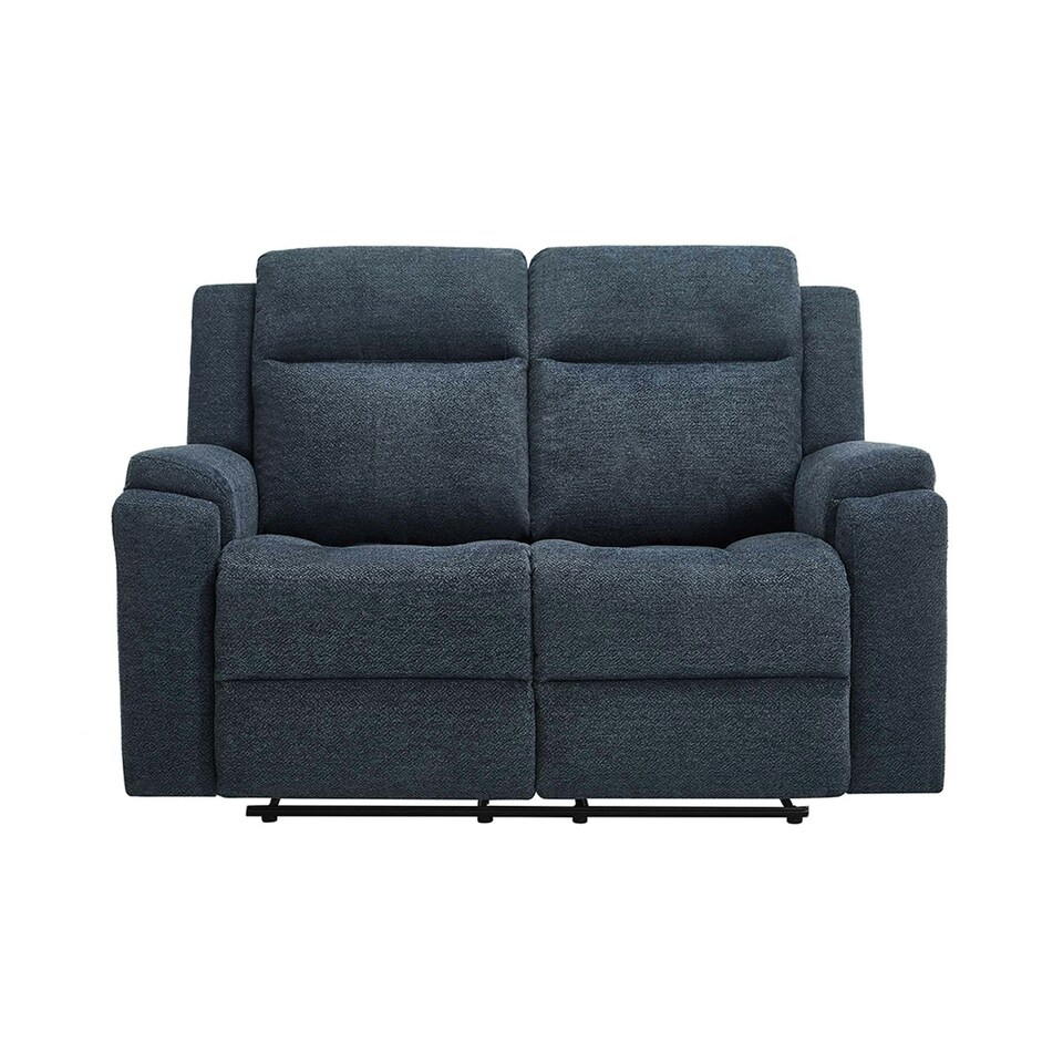 image 1 of Orka 2 Seater Manual Recliner Chenille Fabric Sofa Blue