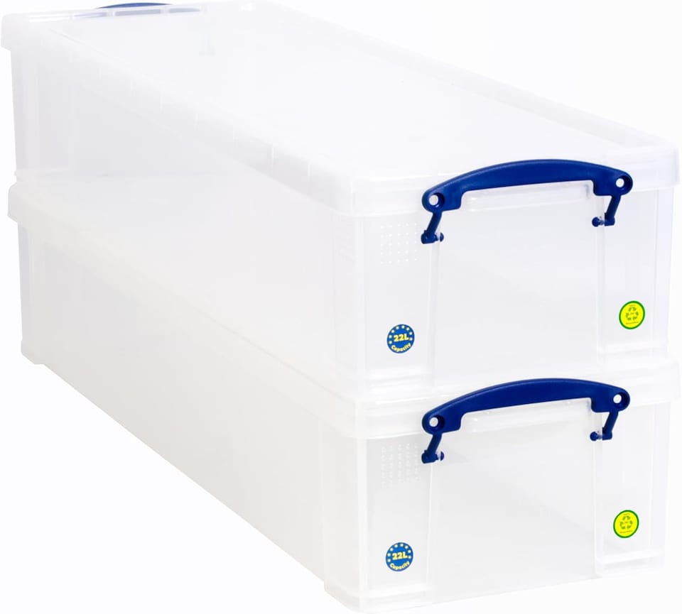 image 1 of Really Useful Plastic Storage Box 22 Litre CLEAR Pack of 2