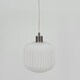 image 5 of Set of 2 Bento - White Ribbed Glass with Satin Nickel Pendant Fittings | Chrome | White | 2