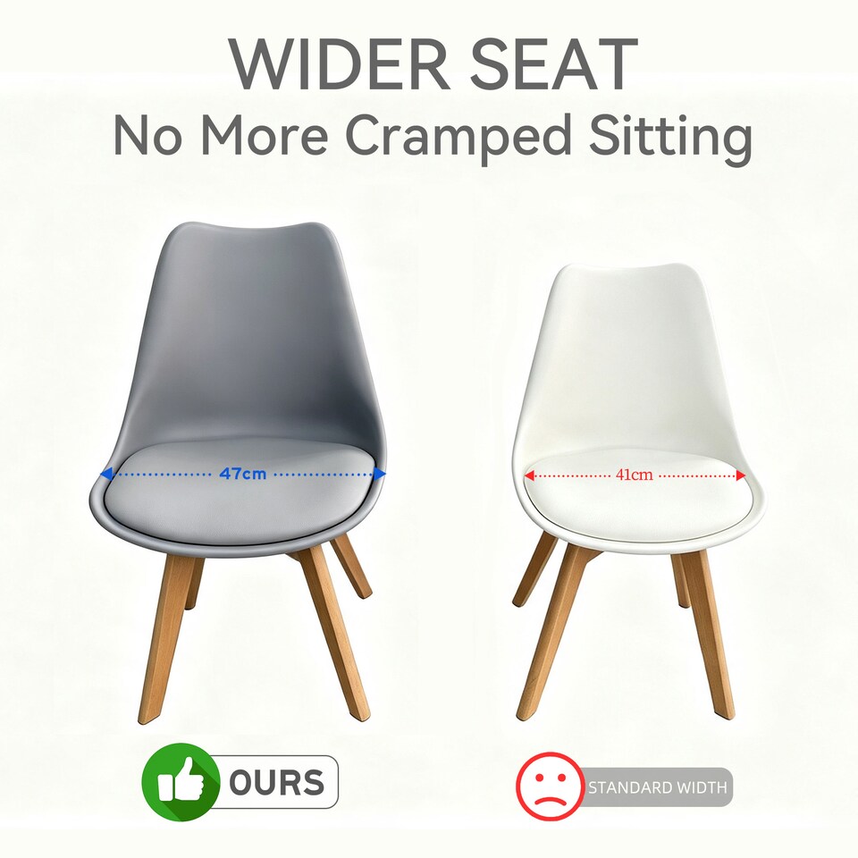 image 1 of MCC Direct Set of 6 Plastic Dining Chairs with Wooden Legs Kitchen Chairs Eva