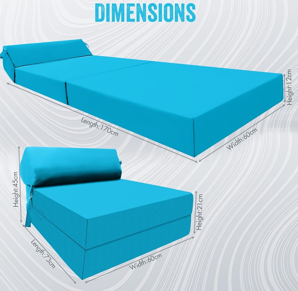 image 1 of Fold Out Z Bed Chair Sofa Lounger With Pillow Aqua