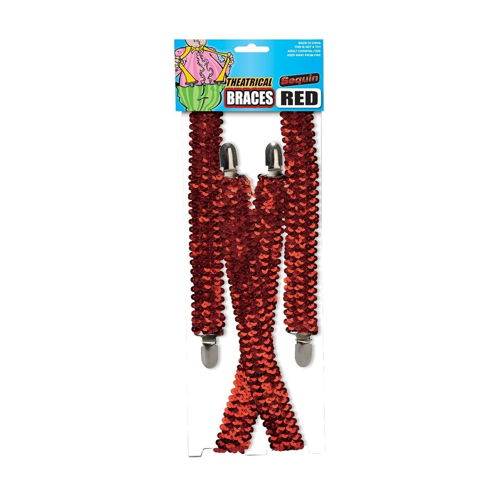 image 1 of Bristol Novelty Unisex Adults Sequin Braces - Red - One Size One Size