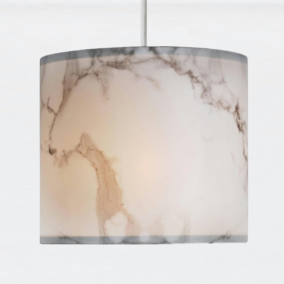 image 1 of First Choice Lighting White Marble Print Ceiling Light Shade Grey