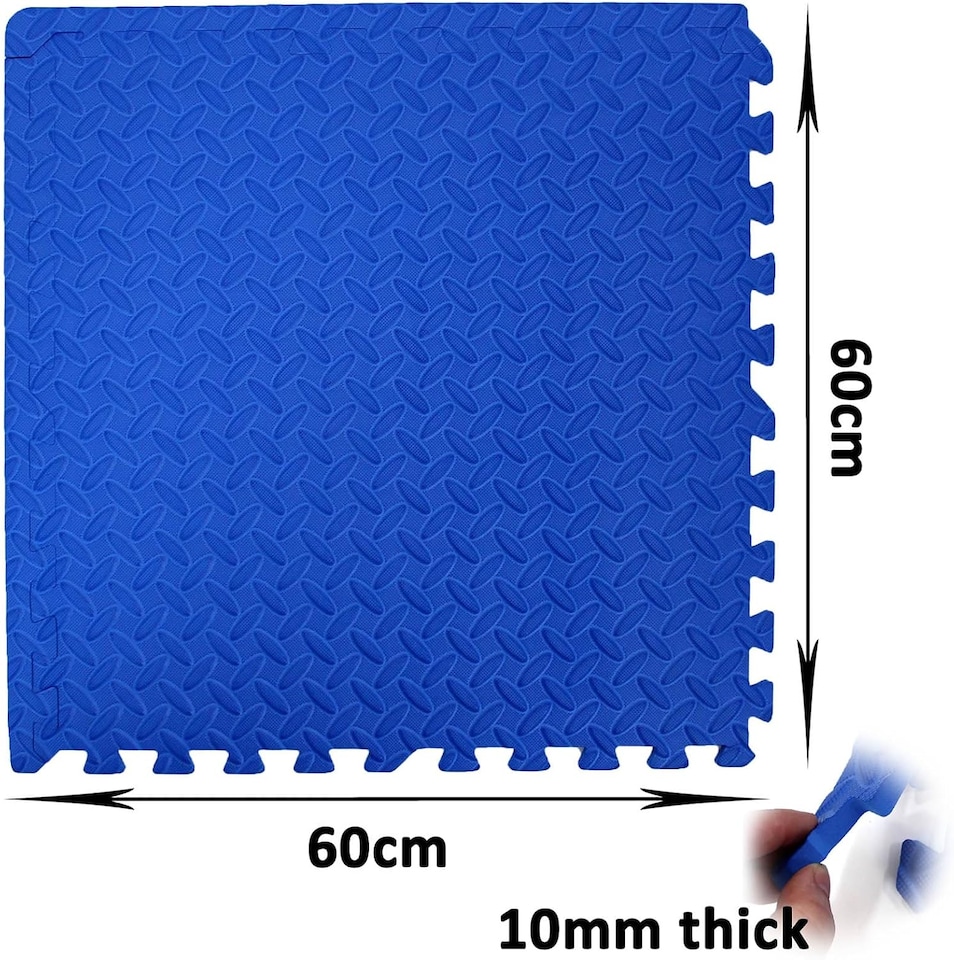 image 1 of Interlocking Gym Yoga Mats Anti-Fatigue EVA Soft Foam Exercise Play Floor Tiles (Blue)