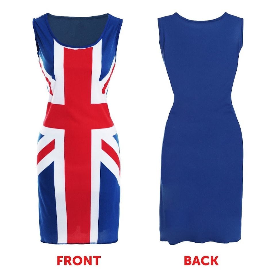 image 1 of Union Jack Dress & Bow Headband Red | M