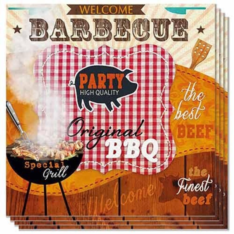 BBQ Printed Luncheon Napkins 3 Ply 33cm - Pack of 20 Multi