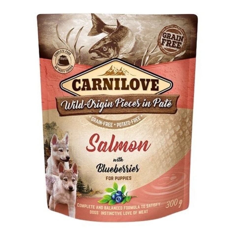 image 1 of Carnilove Dog Pouch Salmon with Blueberries Puppy 300g (3 Packs)
