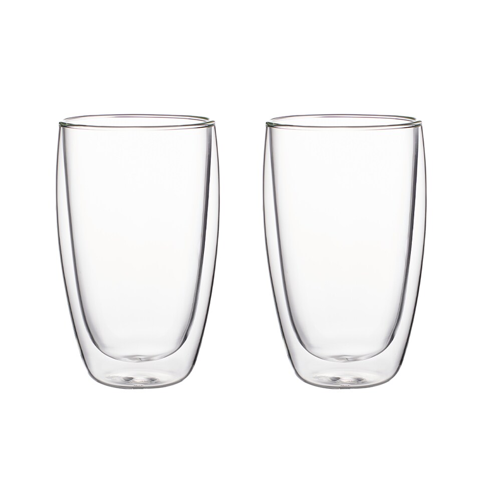 image 1 of Living and Home 2 Pcs Double-Walled Borosilicate Glass Coffee Cups | Clear