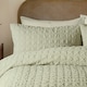 image 2 of Serene Embossed Grid Duvet Cover Set Green