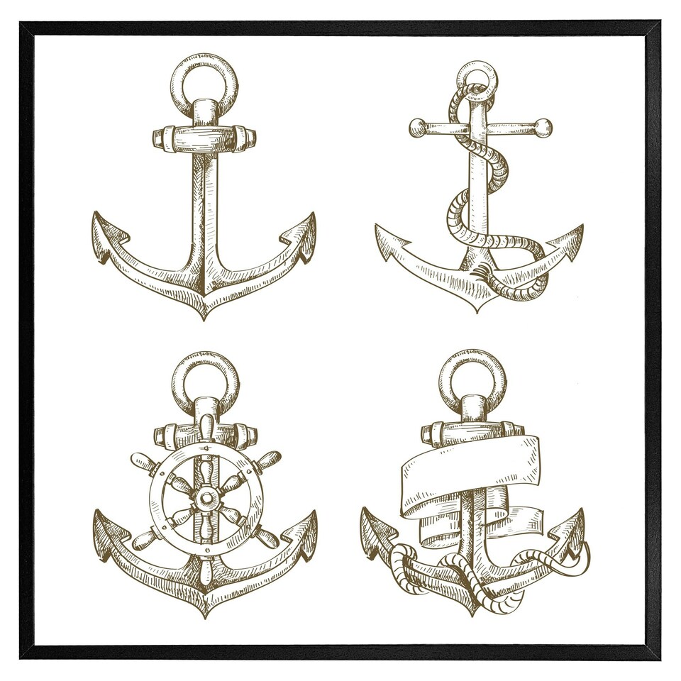 image 1 of Drawn anchors (Picture Frame) Brown | M