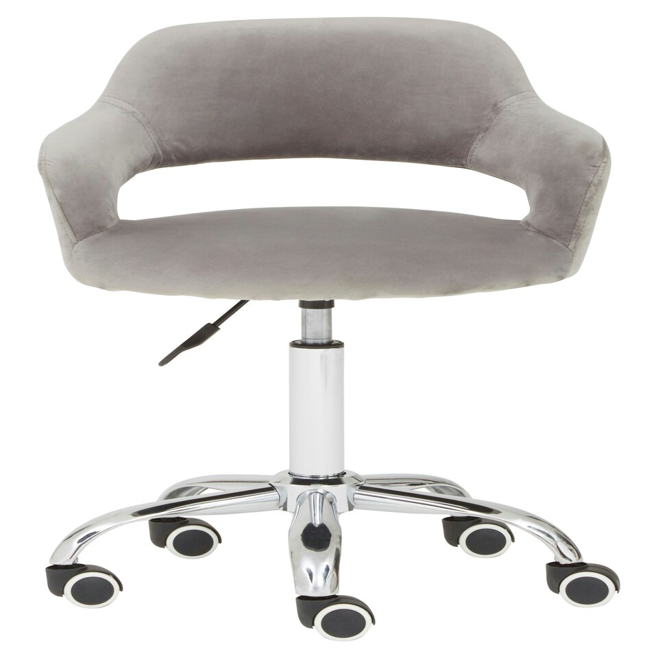 image 1 of Interiors by Premier Fionna Grey Velvet Home Office Chair with Curved Back