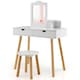 image 1 of COSTWAY 2 in 1 Kids Vanity Set Kids Wood Vanity Table White