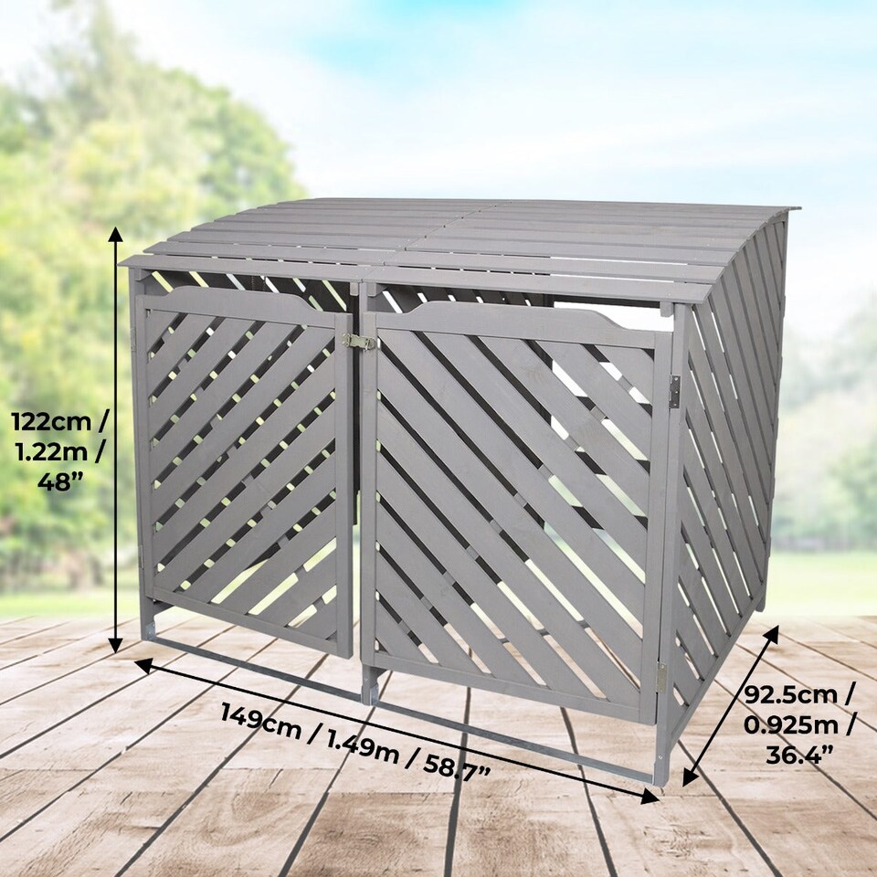 image 1 of Grey Wash Double Wheelie Bin Storage