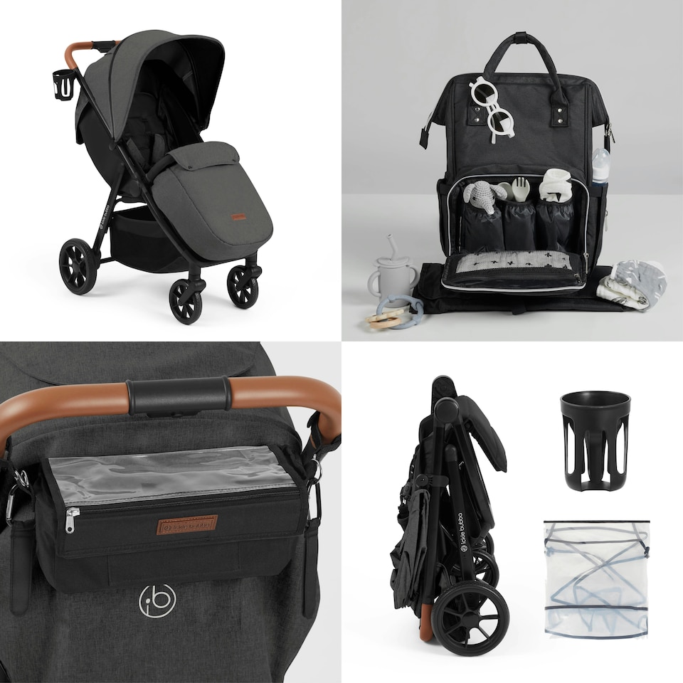 image 1 of Stomp Stride Prime Stroller - Birth to 22kg, Extra-Large Seat, Multi-Terrain Wheels, Raincover, Footwarmer, Cupholder, Buggy Organiser & More (Charcoal Grey)