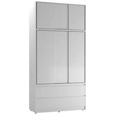120cm 3 Sliding Doors Children Kids Wardrobe Bedroom Storage Closet Hanging Rail | Multi | White | 1