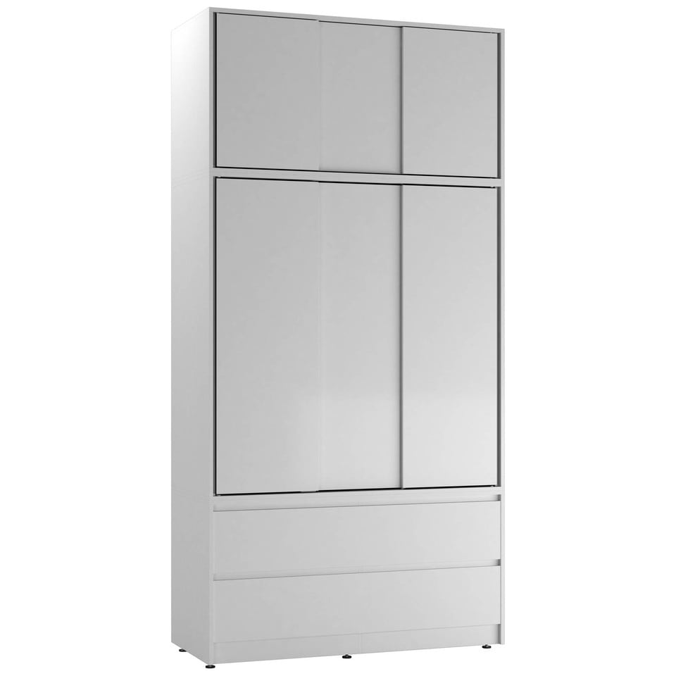 image 1 of 120cm 3 Sliding Doors Children Kids Wardrobe Bedroom Storage Closet Hanging Rail | Multi | White | 1