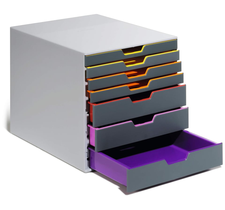 image 1 of Durable VARICOLOR Desktop Organiser 7 Drawer Colour Coded Modular Storage | A4+ | Grey
