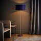 image 2 of ValueLights Charlie Chrome Floor Lamp Navy Velvet Shade & Bulb Blue