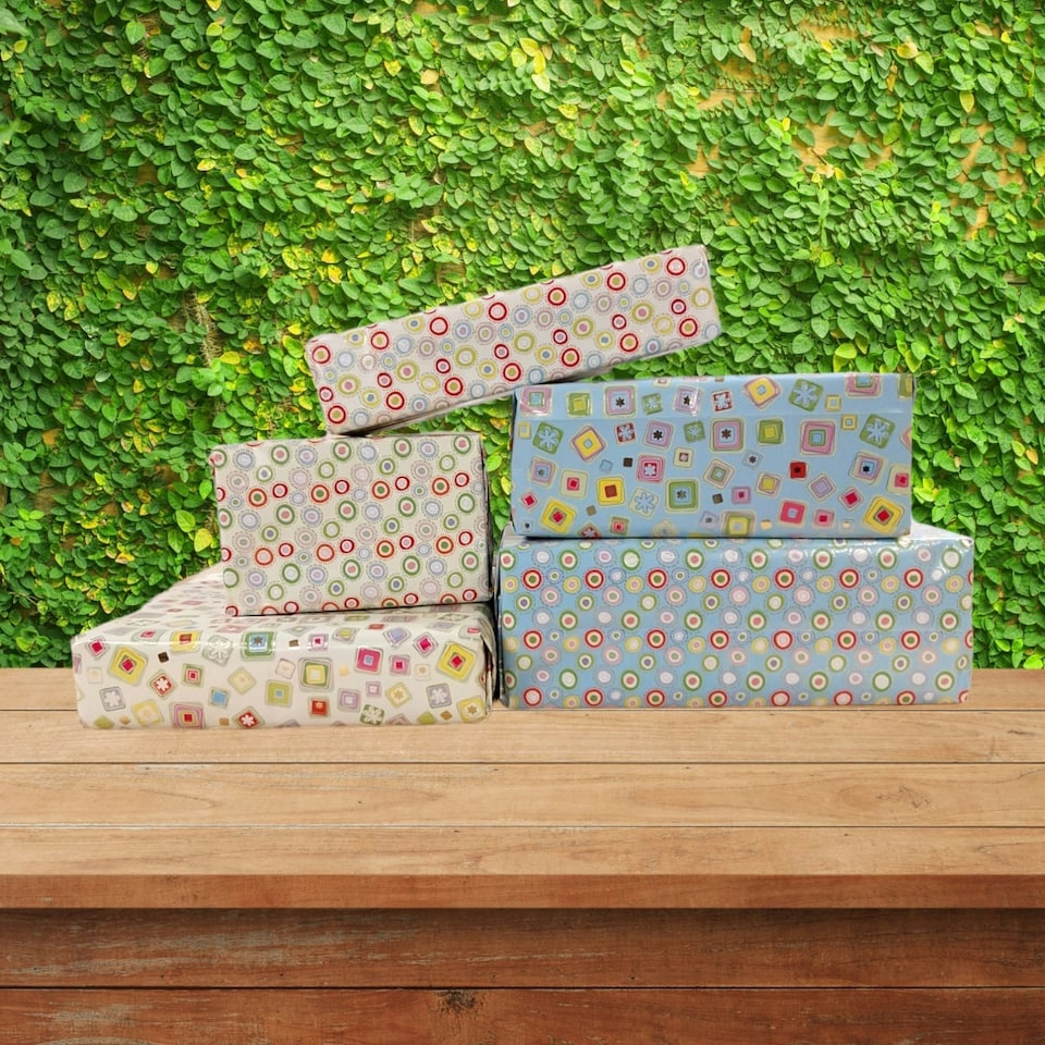 image 1 of 10 Sheets of Luxury Shapes Design Gift Wrap and Tags - New Born Baby, Birthday, Christening, Christmas etc