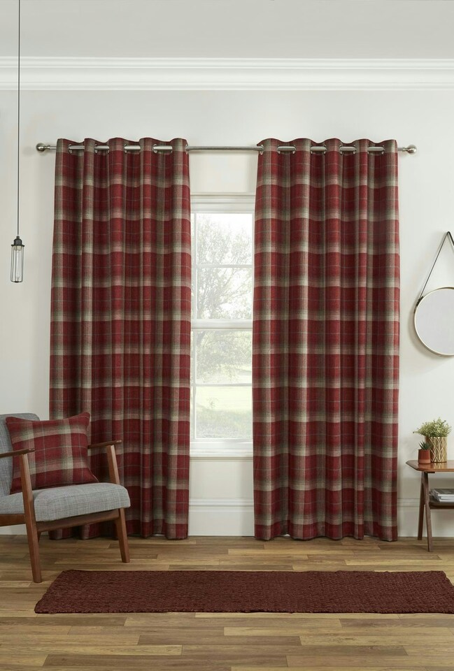 image 1 of Carnoustie Eyelet Blackout Curtains - Red - 117cm x 183cm