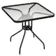 image 1 of Outsunny 76 cm Square Dining Table with Parasol Hole, Outdoor Coffee End Side Table with Tempered Glass Top, Steel Frame for Garden, Patio, Black