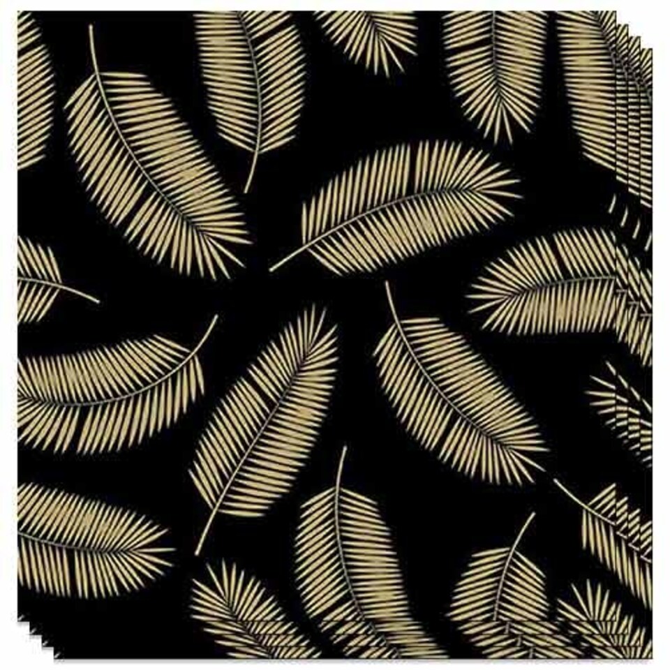 Gold & Black Palm Leaves Premium Decoupage Luncheon Napkins 3 Ply 33cm - Pack of 20