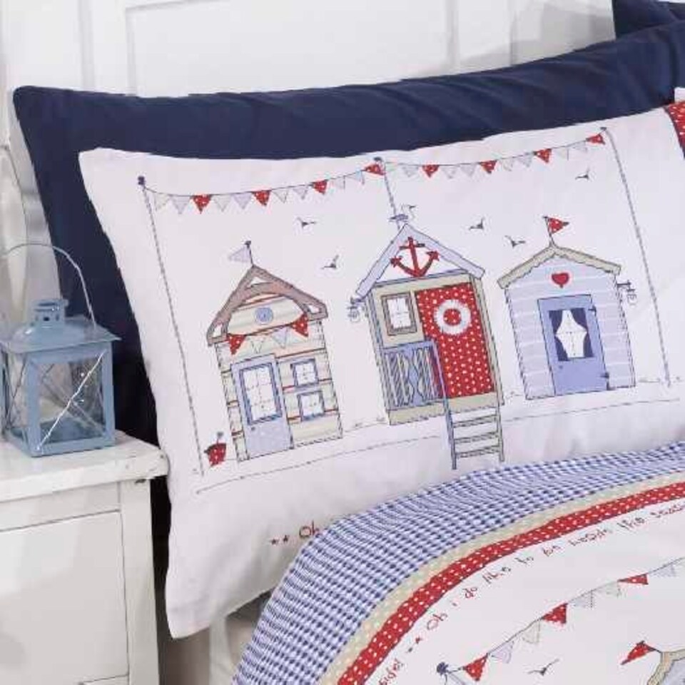 image 1 of Beach Hut Polycotton Duvet Set with Pillowcase Multi | Double