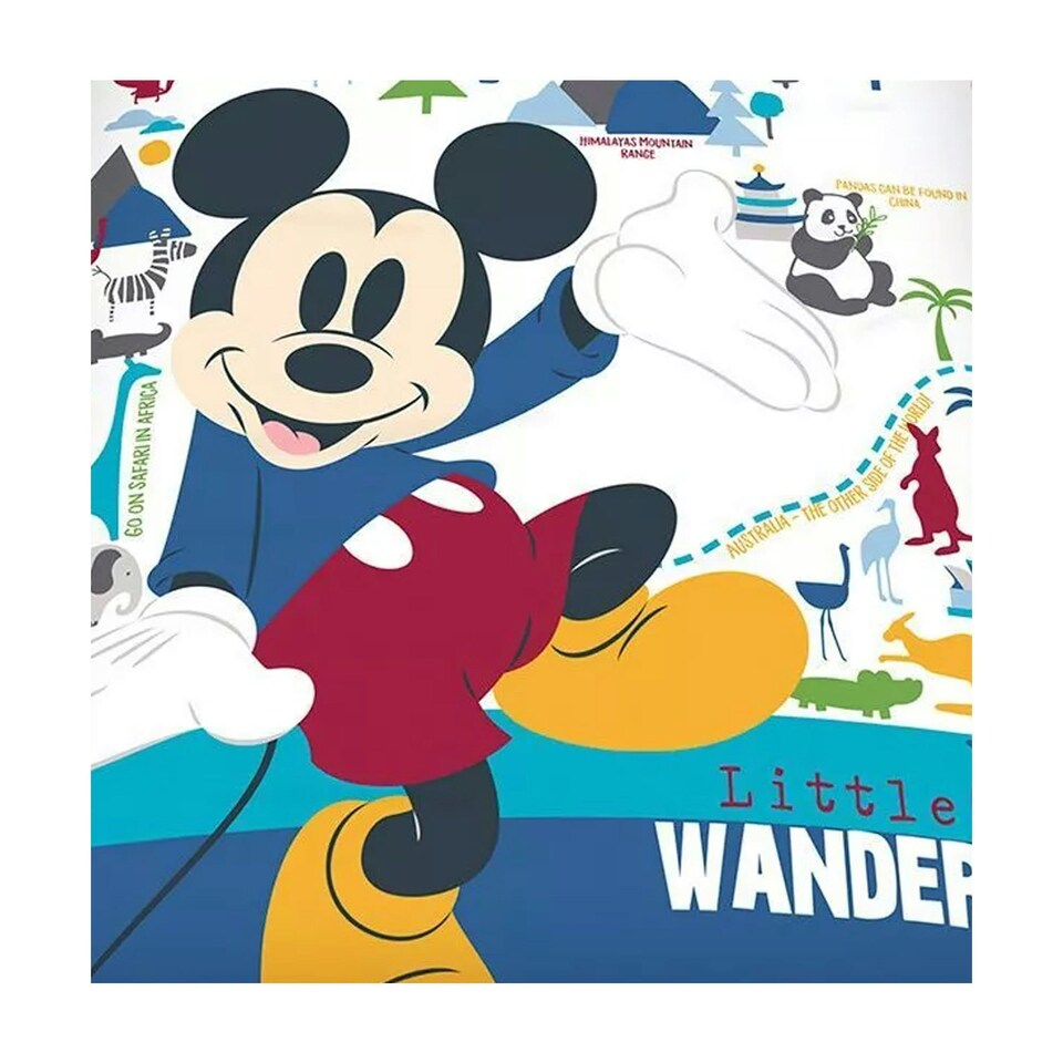 image 1 of Disney Wanderer Mickey Mouse Duvet Cover Set - White/Blue/Green - Junior | White | Single