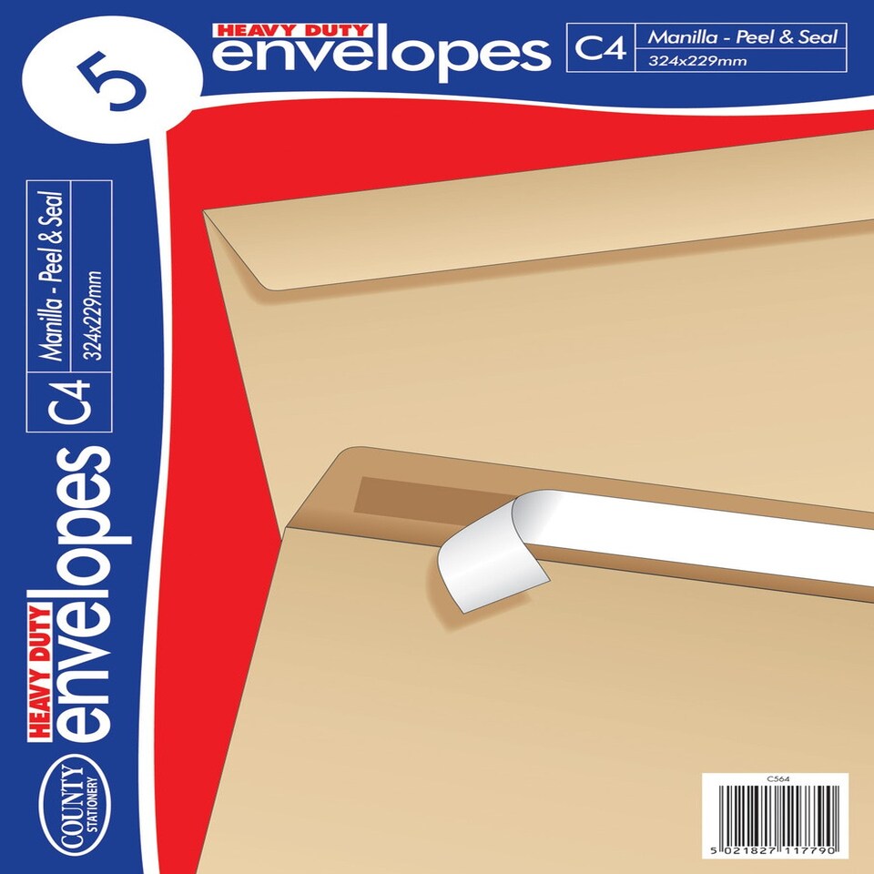 image 1 of 5 C4 Heavy Duty Peel & Seal Manilla Envelopes