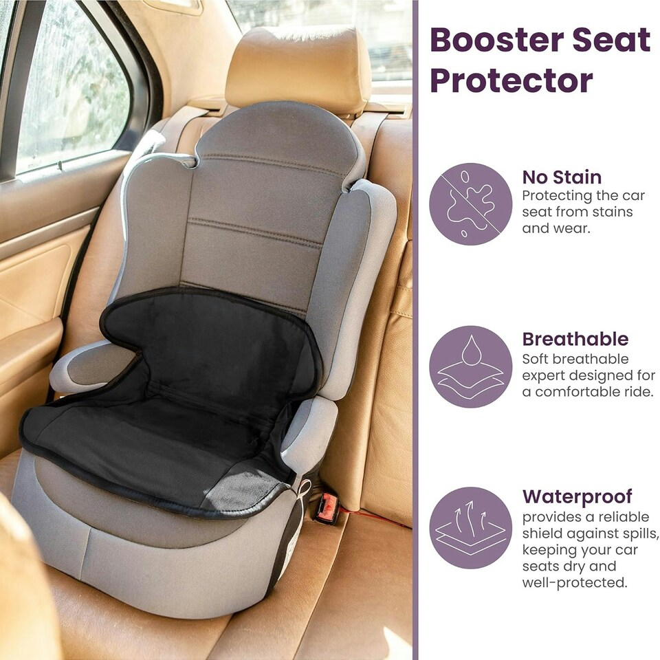 image 1 of Potty Training Car Seat Protector Cover for Spills, Nappy Leaks, and Accidents - No Bucklehole Black