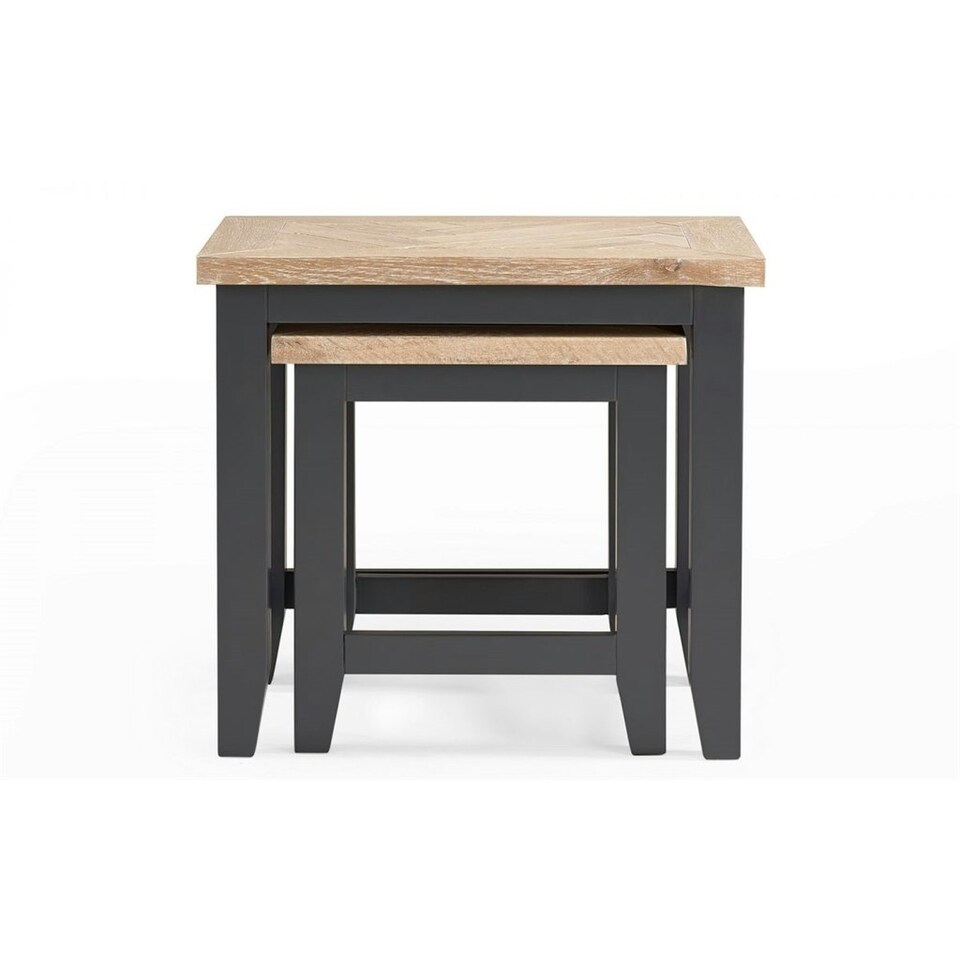 image 1 of Classic Rustic Dark Grey Nest of Tables Grey