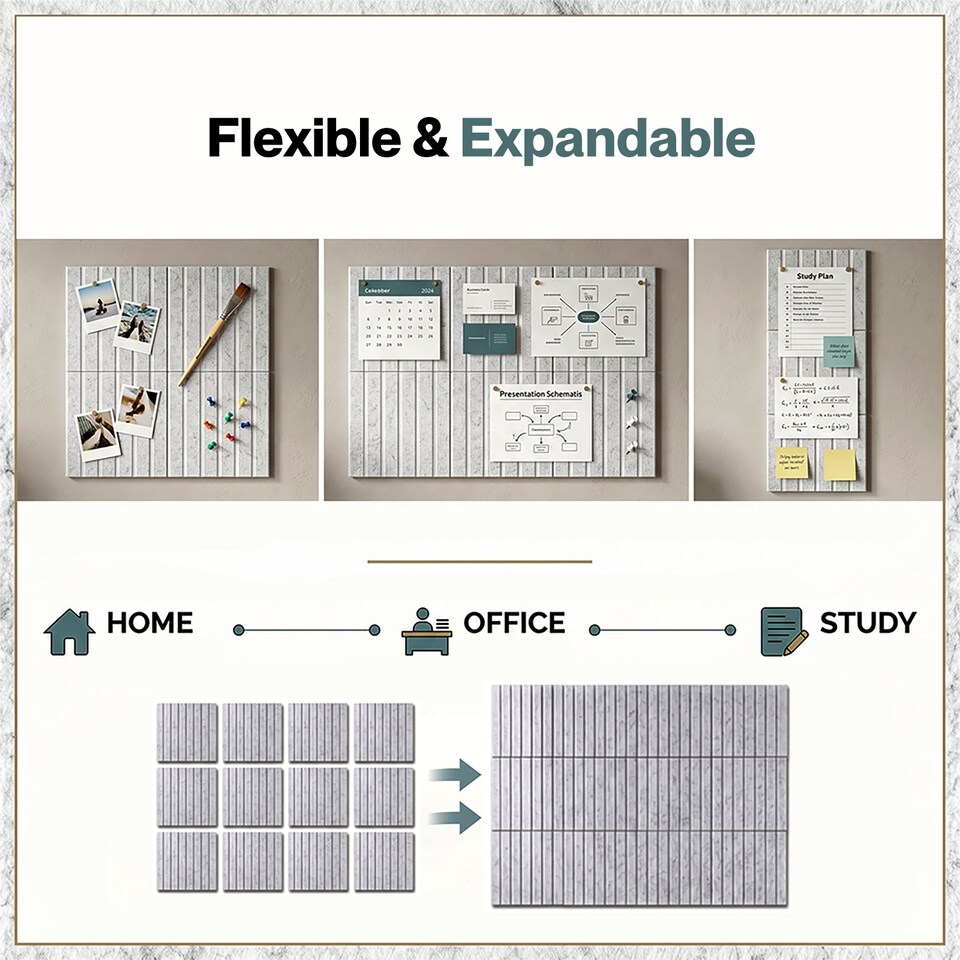image 1 of Levede Felt Notice Board 12PCS Wall Tiles Pin Board Self Adhesive Grey 30x30cm