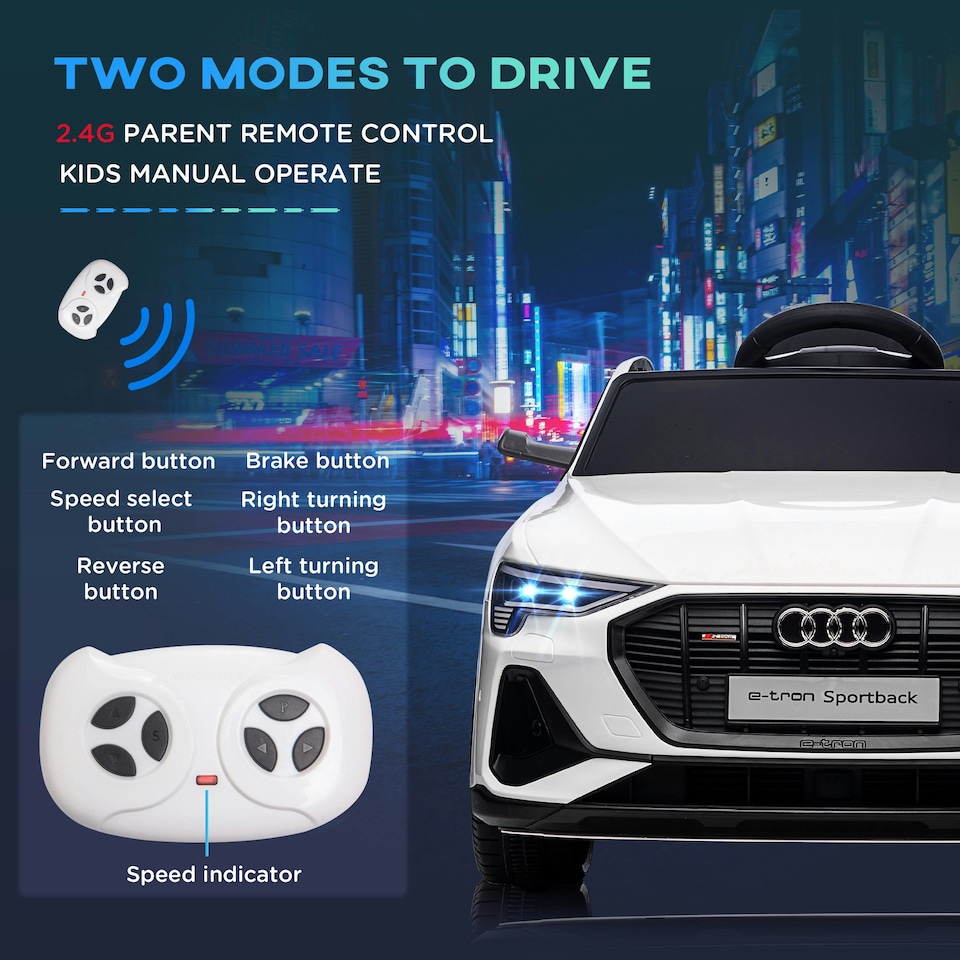 image 1 of HOMCOM 12V Kids Electric Ride-On Car/ w Remote Control, Lights, Music - White