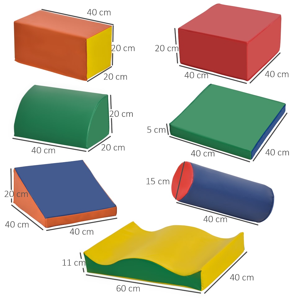 image 1 of HOMCOM 7 Pcs Kids Soft Foam Puzzle Play Blocks Set Learning Toddler Activity