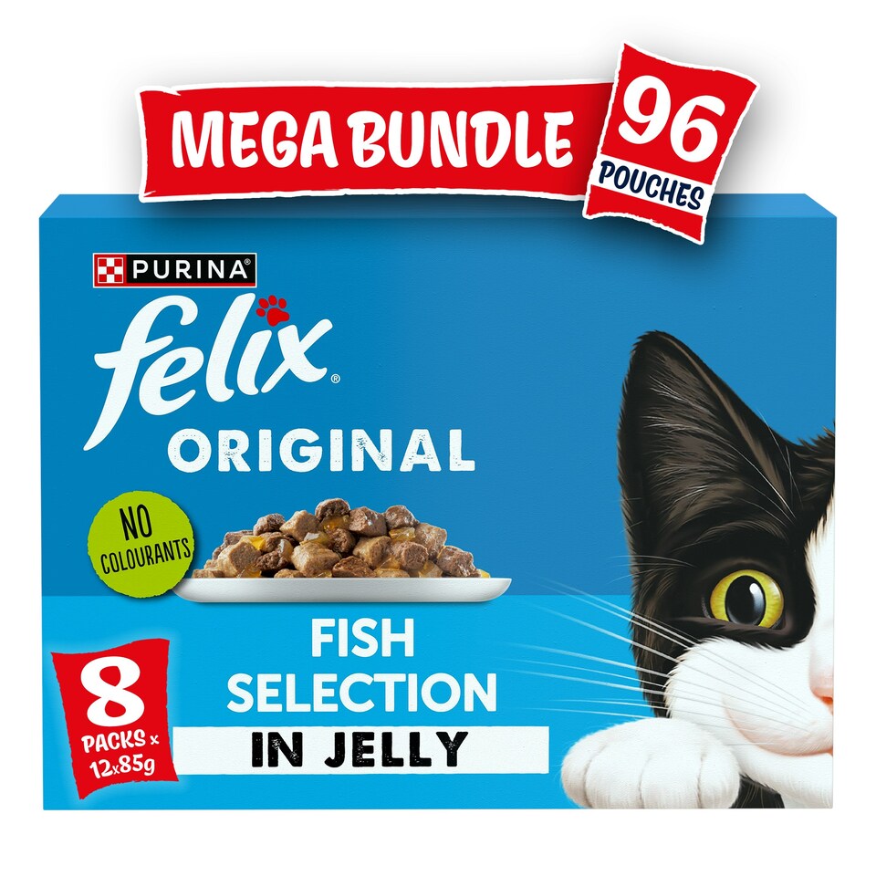 Felix Original Fish Selection In Jelly Wet Cat Food 96X85G (Pack Of 8)