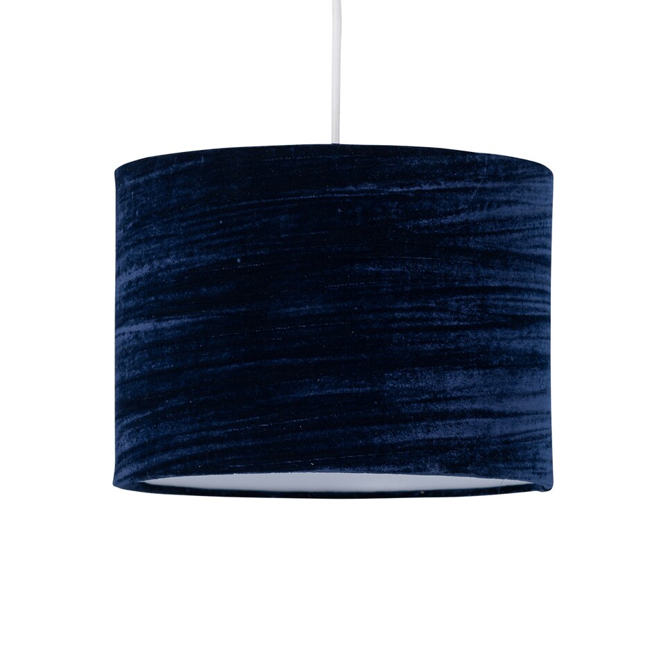 image 1 of Navy Blue Crushed Velvet 30cm Pendant Lightshade Blue