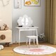 image 7 of AIYAPLAY Kids Dressing Table with Mirror, Stool, Drawer, Cloud Design, White | White