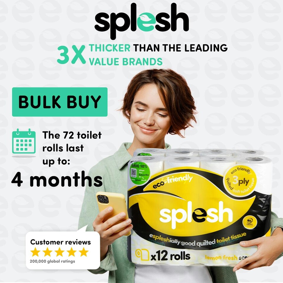image 1 of Splesh Quilted Luxury Fresh Lemon Fragrance 3 Ply Toilet Tissue Paper 72 Rolls