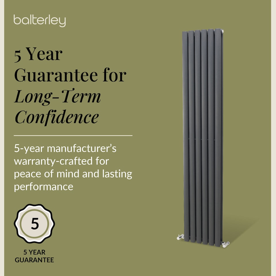 image 1 of Embrace Vertical Double Panel Radiator, 1800mm x 354mm - Anthracite | Grey | Anthracite | 1