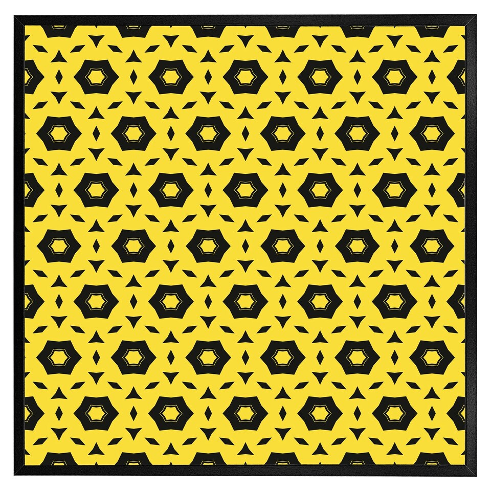 image 1 of Yellow & black geometric pattern (Picture Frame) Brown | M