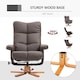 image 7 of HOMCOM PU Leather Swivel Recliner Chair with Footstool, Wooden Base and Storage for Living Room, Brown