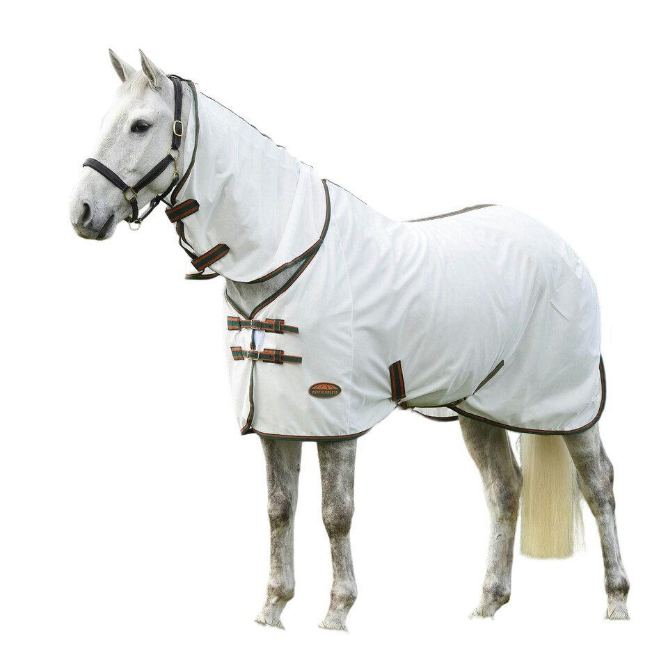 image 1 of Weatherbeeta Comfitec Tyro Combo Neck Horse Fly Rug - White/Green/Burnt Orange - 5´ 3"